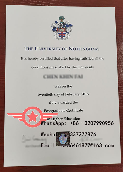 University of Nottingham Bachelor fake diploma 2022 sample version