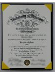MU Bachelor of Music fake degree certificate sample