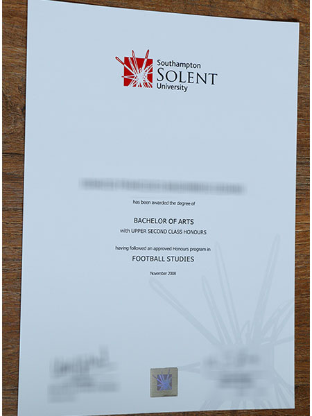 Solent University Bachelor fake certificate sample 2019 version
