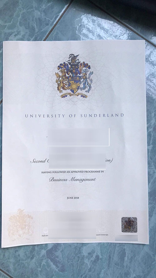 University of Sunderland fake certificate sample