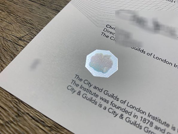 City and Guilds fake certificate sample