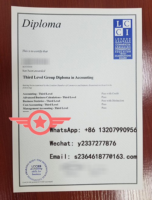LCCI Accounting Level 3 Group Fake Diploma Sample