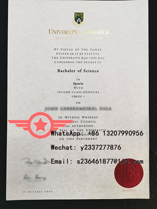 University of Limerick BSc fake diploma sample 2006 version
