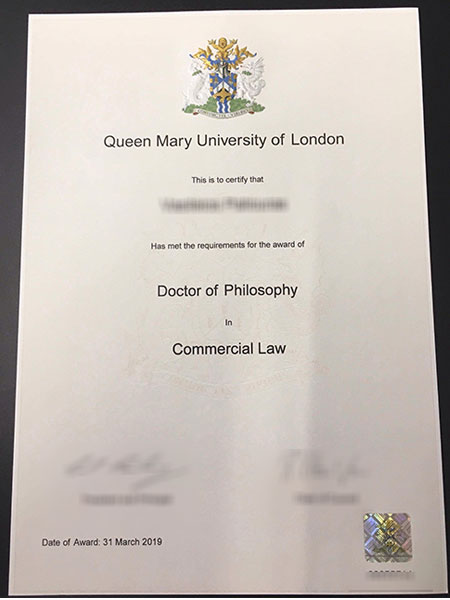 QMUL Doctor of Philosophy fake degree 2019 version