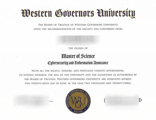 WGU MSc fake certificate sample