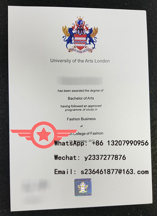 University of the Arts London BA fake degree sample 2017 version