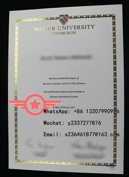 Edinburgh Napier University MSc fake diploma sample