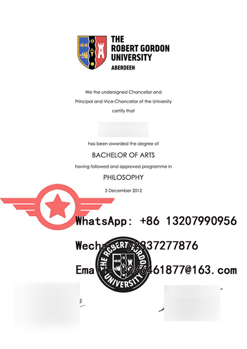RGU Bachelor of Arts fake diploma sample