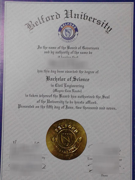 Belford University fake diploma sample