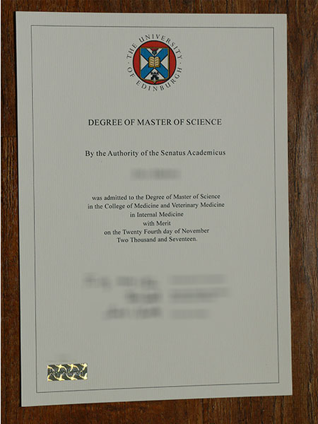 University of Edinburgh MSc fake diploma sample