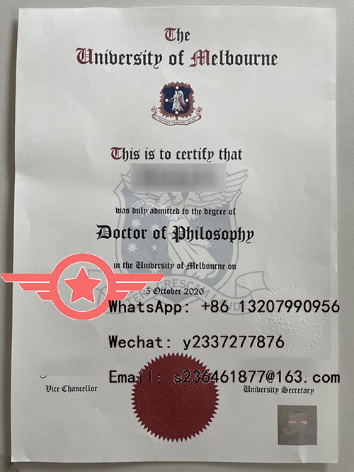 Sample fake diploma for Doctor of Philosophy from the University of Melbourne