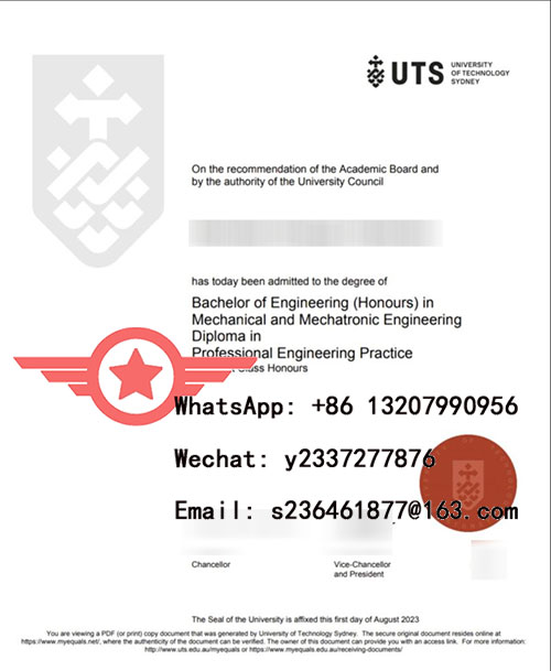 UTS Bachelor of Engineering fake degree sample