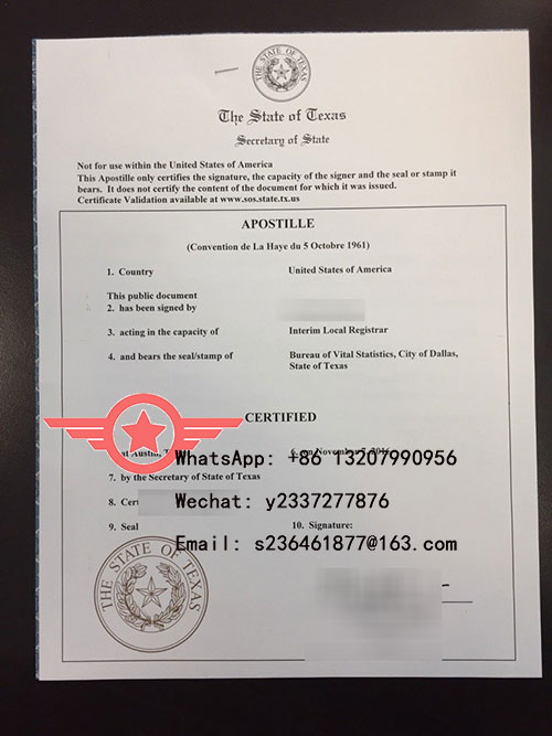 Texas Apostille Fake Certificate Sample