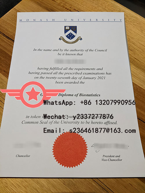 Monash University Master of Global Business fake degree sample