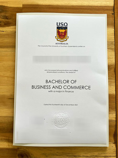 UniSQ Bachelor of Commerce fake degree sample