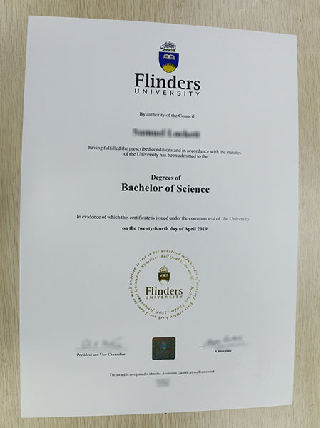Flinders University Bachelor of Science fake diploma sample
