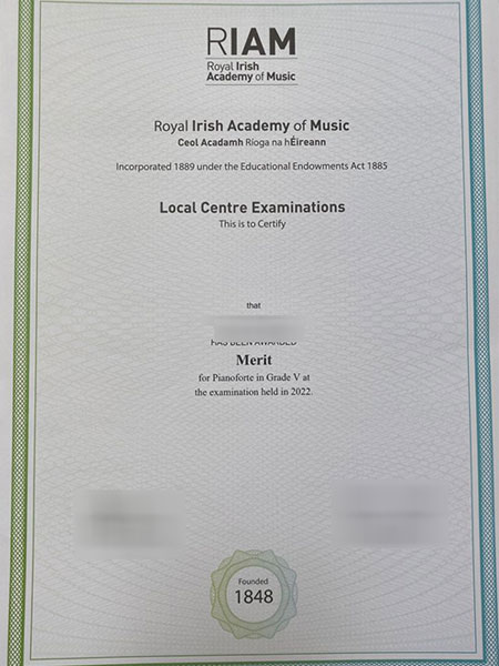 RIAM Level 5 Piano fake degree sample