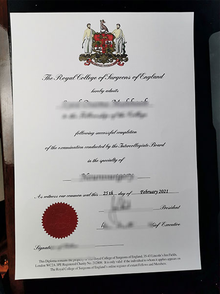 Royal College of Surgeons fake diploma sample