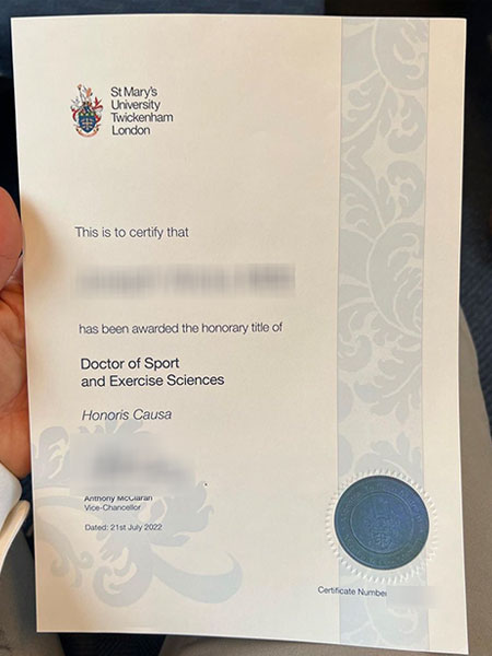 St Mary’s University Twickenham fake diploma sample