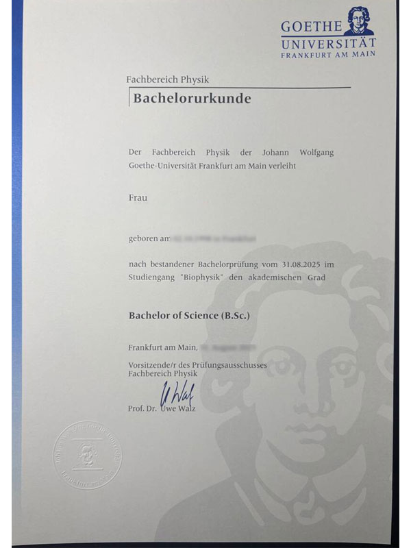degree samples from goethe university of frankfurt in 2025