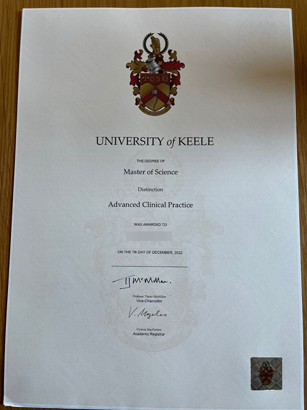 university of keele 2022 degree sample