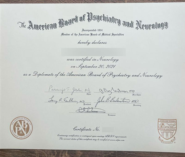 ABPN Certificate 1