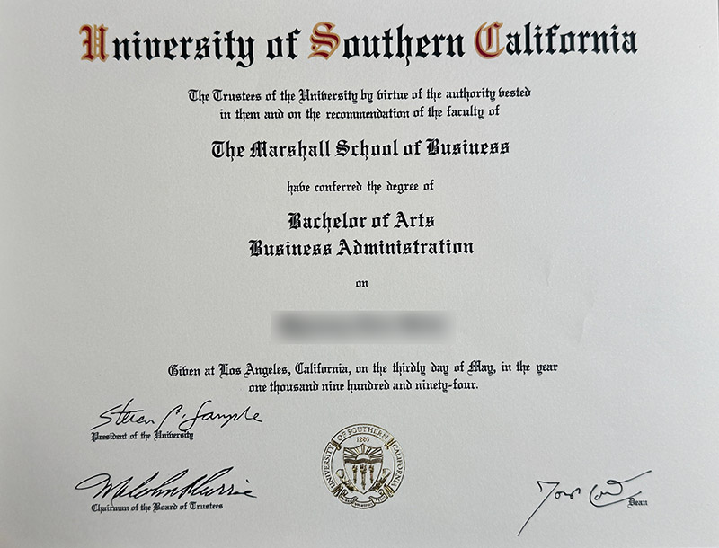 Certificate from the University of Southern California certificate from the university of southern california1