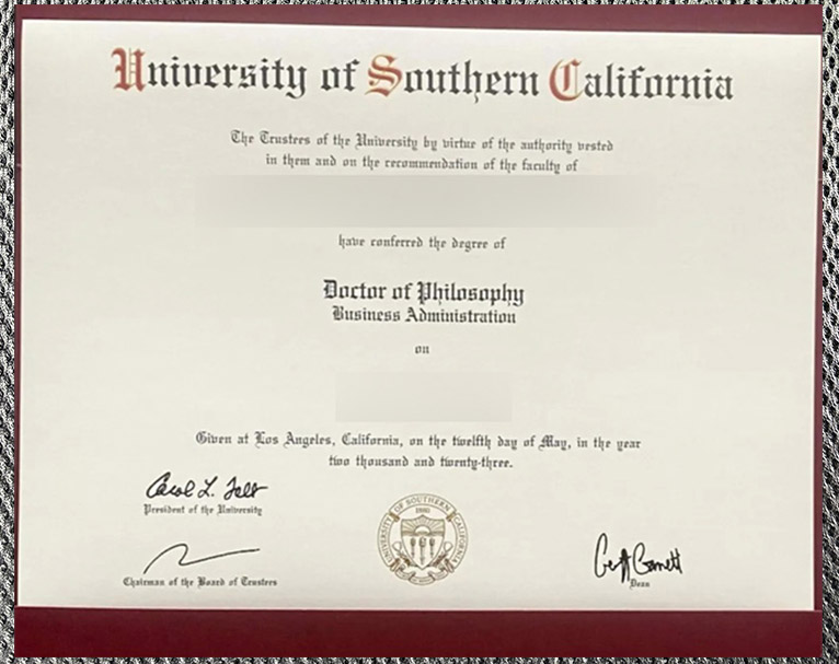 Certificate from the University of Southern California certificate from the university of southern california