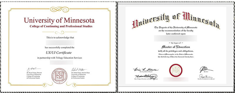Diploma Certificate From The University Of Minnesota 1