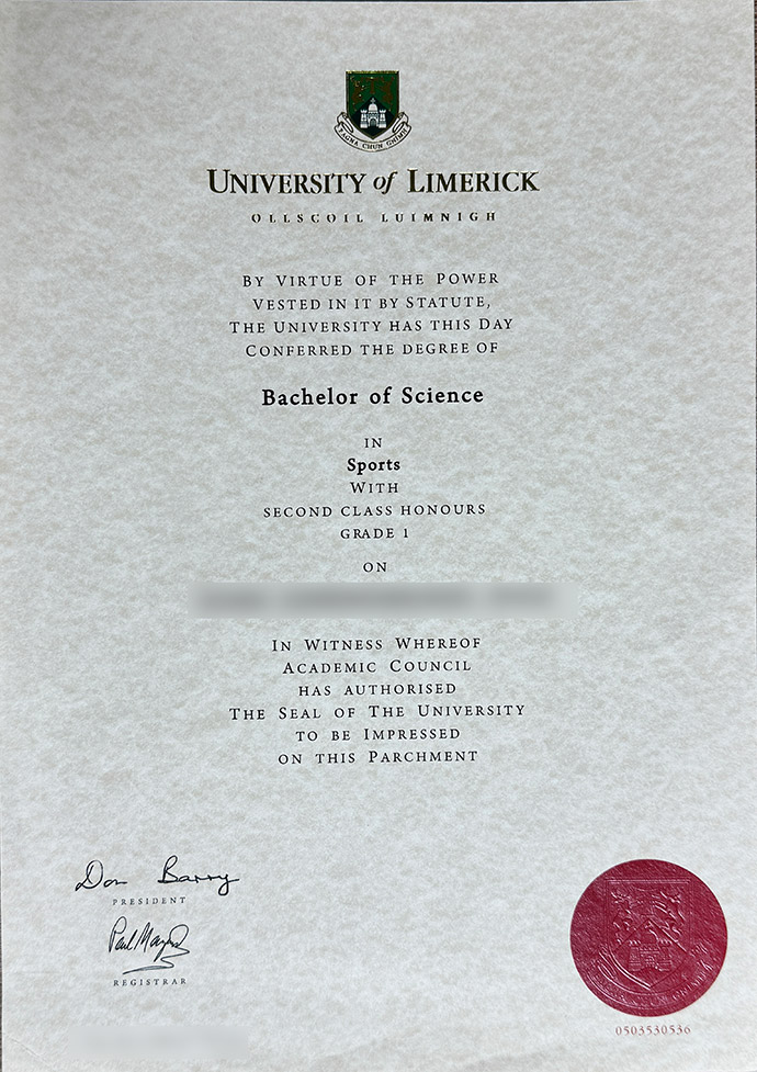 Latest sample display of Limerick University certificates limerick university