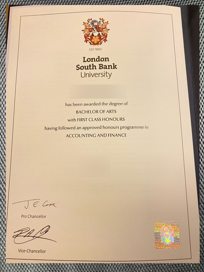 How can I order the diploma certificate from the University of South Bank in London? South Bank Of London1 2