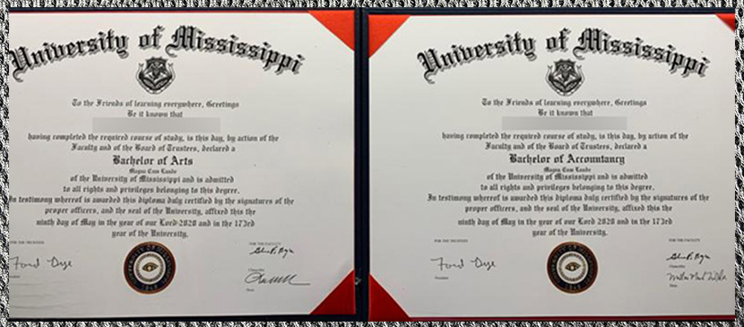 latest sample display of mississippi university certificates