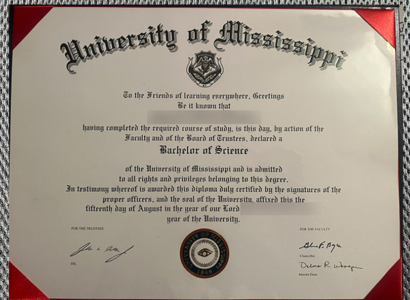latest sample display of mississippi university certificates