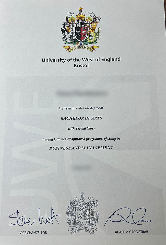 Which website can I use to purchase the degree certificate of the University of West England? University Of West England