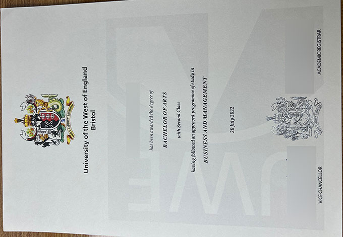 Diploma from the University of the West of England