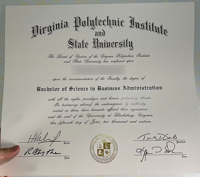 Diploma from Virginia Tech