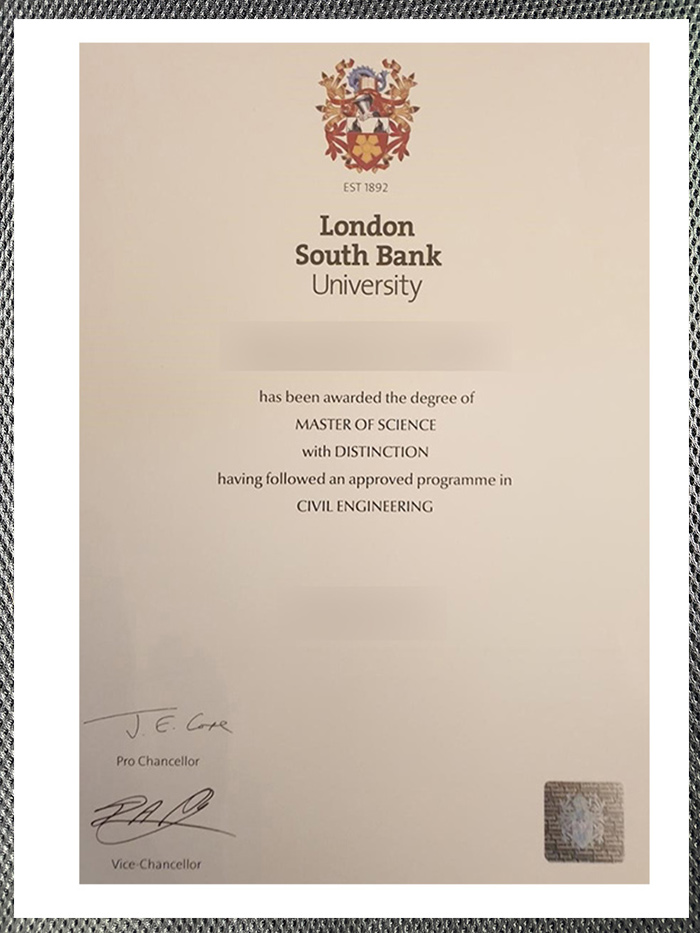 How can I order the diploma certificate from the University of South Bank in London?