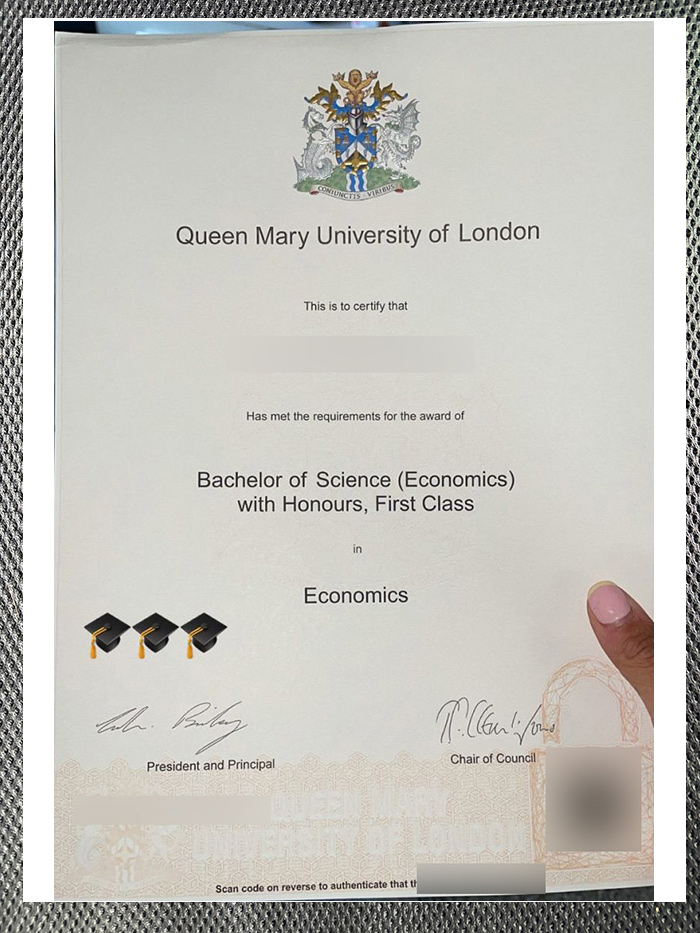 Latest sample display of the certificate diploma from Mary University in London