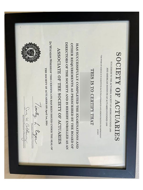 What is the North American Society of Actuaries certificate like?
