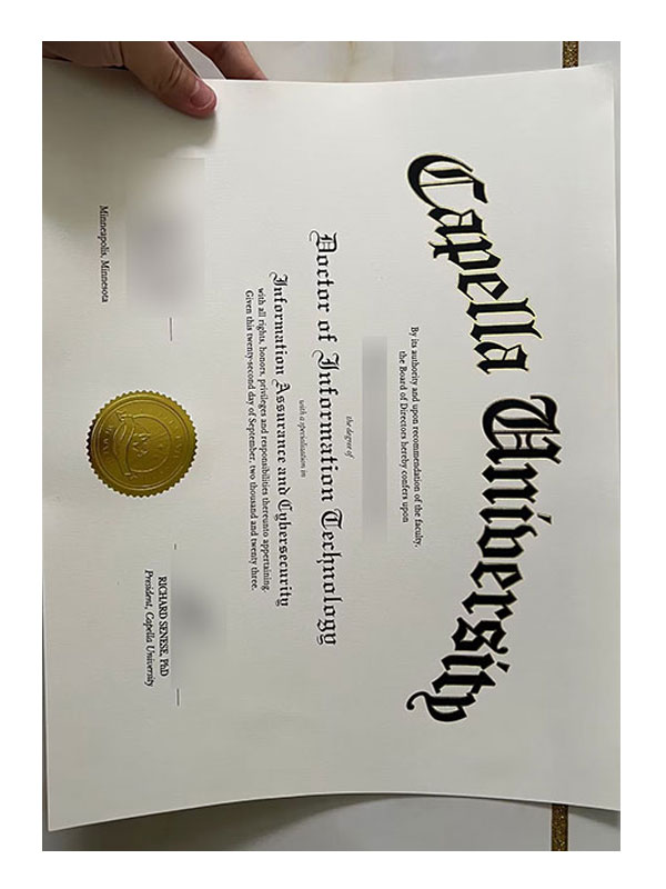 Diploma and certificate from Capela University, UK