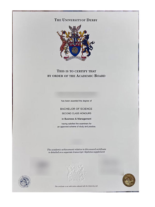 what is the degree certificate of derby university like?