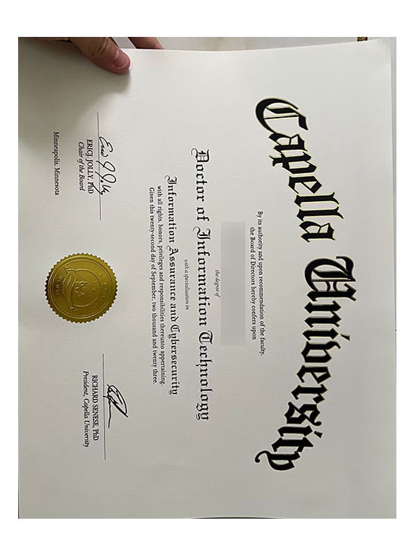 Latest sample display of diploma certificates from Capella University in the UK