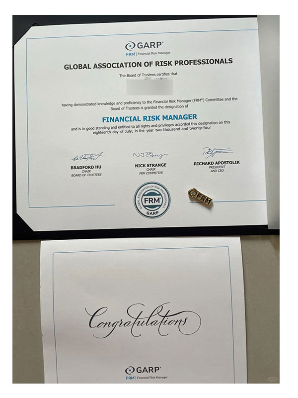 what is a frm certificate like?