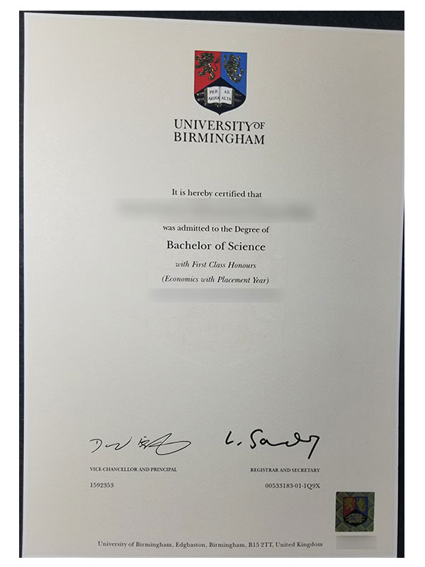 How much does it cost to purchase a certificate from the University of Birmingham online?