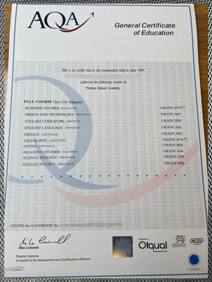Latest sample display of AQA GCSE certificates latest sample display of aqa gcse certificates