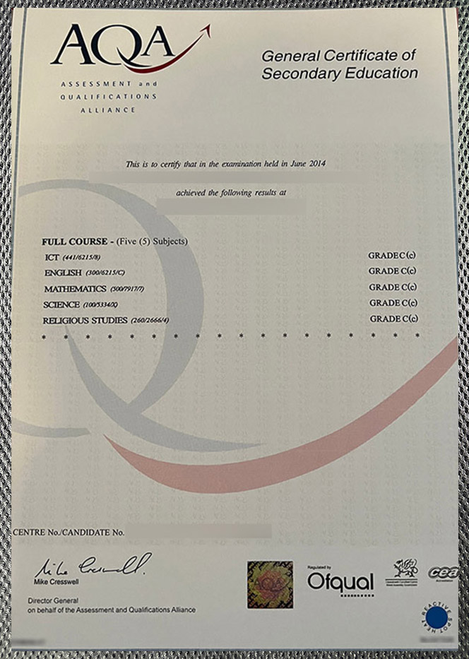 Latest sample display of AQA GCSE certificates latest sample display of aqa gcse certificates