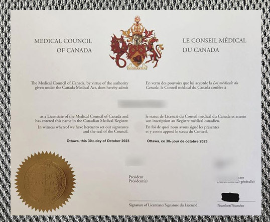 please be sure to purchase a certificate from the canadian medical council.