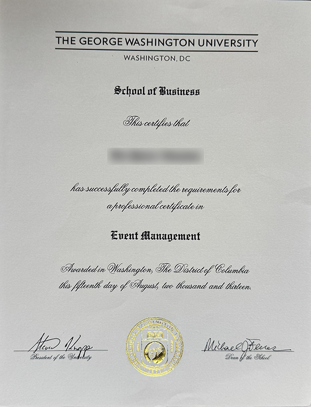 certificate from george washington university