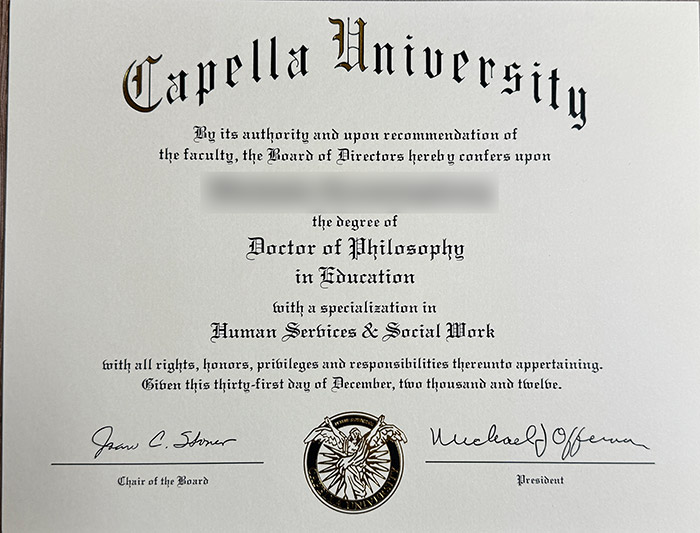 Please be sure to purchase a certificate diploma from Capella University. certificate from kepela university