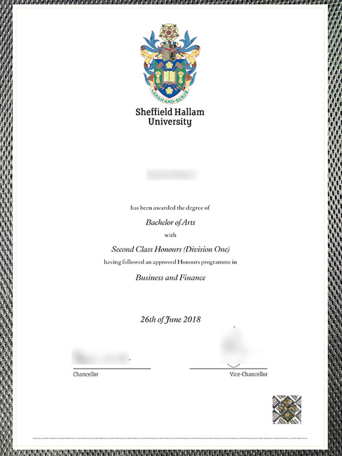 Certificate from Sheffield Hallam University certificate from sheffield hallam university